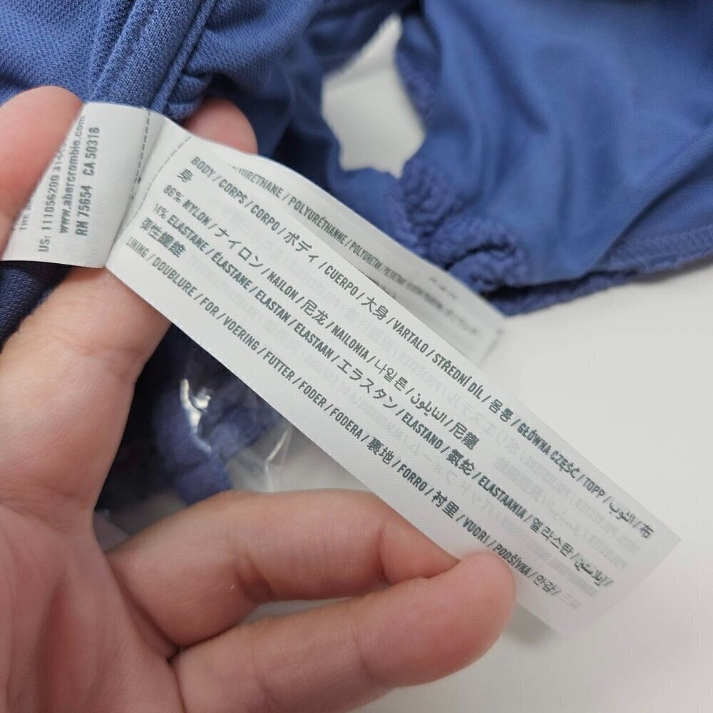 Abercrombie & Fitch O-Ring Bandeau Bikini Top Blue Women’s Size L NEW Beach - Picture 9 of 12